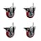 Service Caster 4'' Red Poly Swivel 7/16'' Grip Ring Stem Caster Set with Brake, 4PK SCC-GR20S414-PPUB-RED-PLB-716138-4 - alternate 1